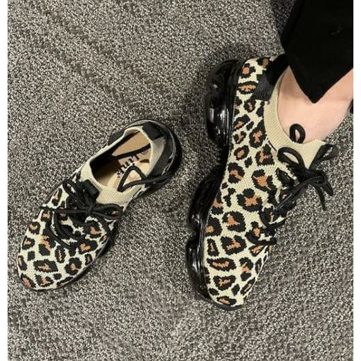 Leopard mesh sneakers