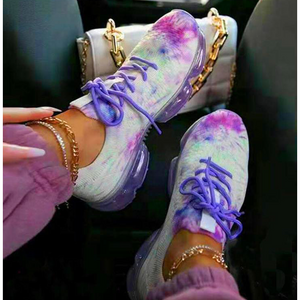 Purple tie dye mesh flex sneakers
